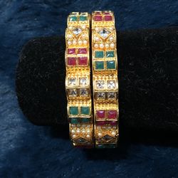 Gold Plated Luxurious Bangles Kada Size 2-2 2-4 Available Indian Pakistani Bollywood Jewellery 