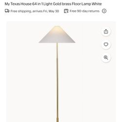 My Texas House 64" 1 Light Gold Brass Floor Lamp White