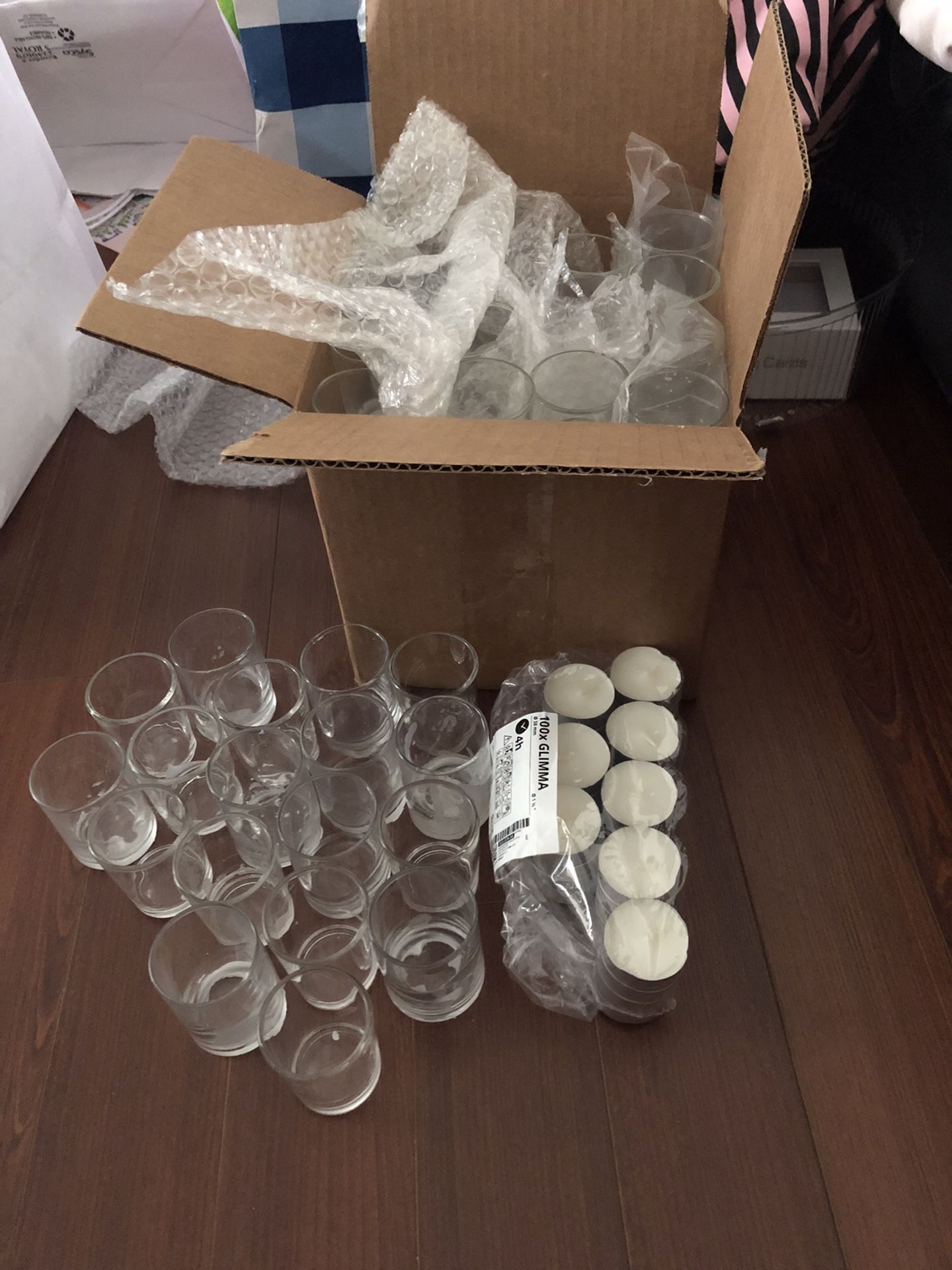 Candle Holder Glass, Around 75 Glasses Clear Color, 24 New Candles