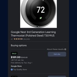 Google Nest Thermostat Gen 3 Stainless Steel 