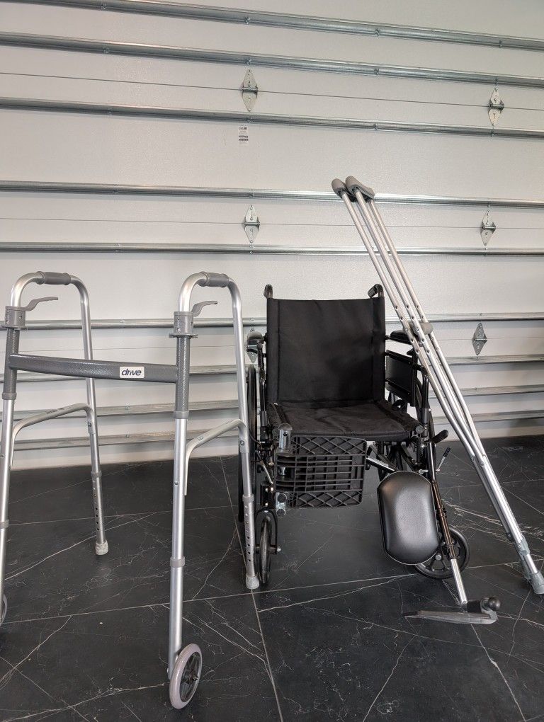 Wheelchair, Walker, And Crutches. Wheel Chair Leg Extensions Black