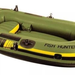 SEVYLOR HF250 "FISH HUNTER" INFLATABLE BOAT W/ Air Pump & 2 Telescoping Paddles