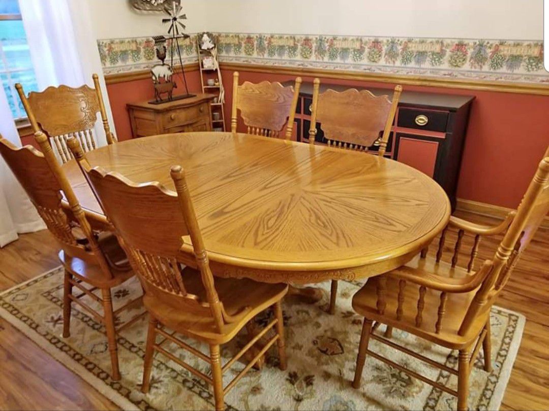 Large Rustic Solid Oak Kitchen Table