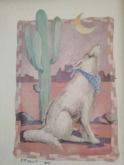 P. Brent 1990 COYOTE watercolor print