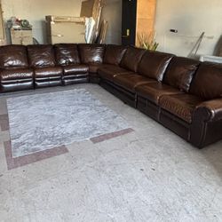 GENUINE LEATHER POWER RECLINER MODULAR SECTIONAL COUCH, DELIVERY AVAILABLE 