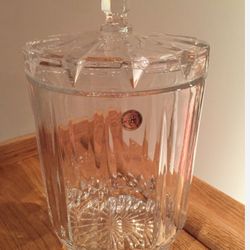 Vintage St George 24% Lead Crystal Biscuit Jar w/ Lid