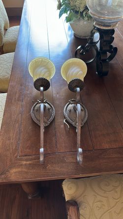 Pair of Wall Sconces with Glass Shades