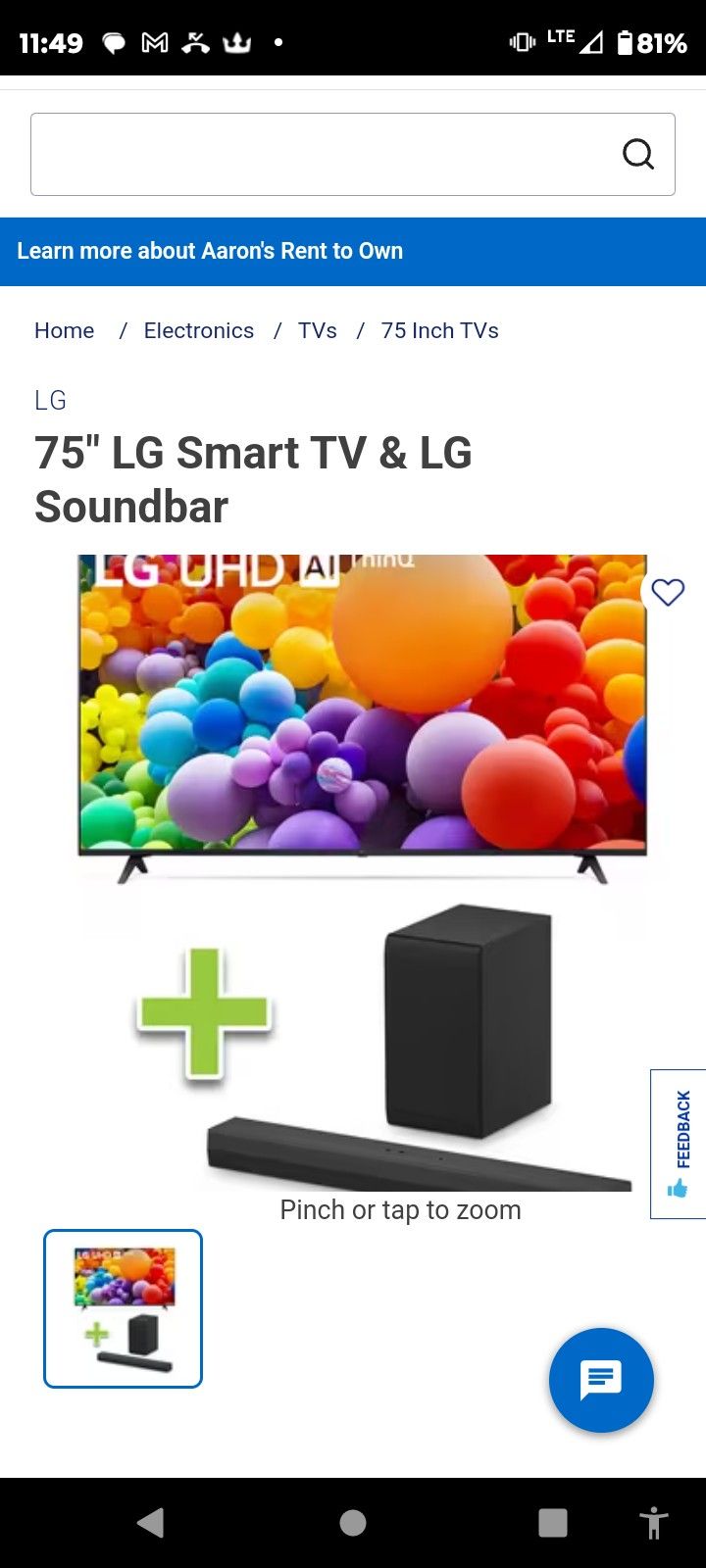2025 Brand New 75' QThin LG Smart TV