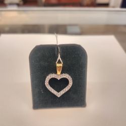 Two Tone Gold Heart Pendant 