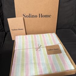 Solino Home Pastel Stripe Linen Tablecloth 108X60