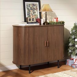 Walnut Fluted Sideboard - Sliding Doors, Rounded Design