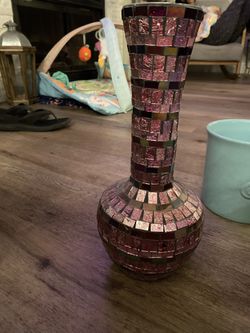 Pink Mosaic Flower Vase