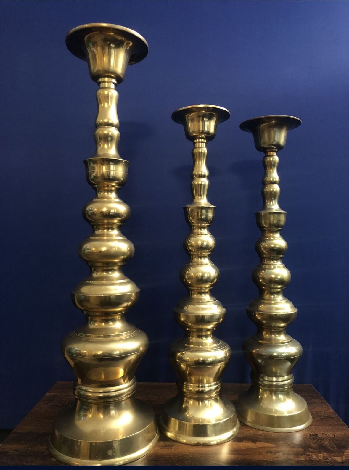 Antique Brass Candle Holders Set 