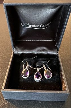 Coldwater Creek Sterling Silver Purple Teardrop Jewelry Set – $40