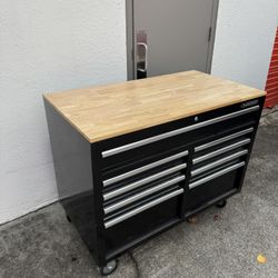 Husky 46 in. W x 24 in. D Standard Duty 9-Drawer Mobile Workbench Tool Chest with Solid Wood Top $400 CASH