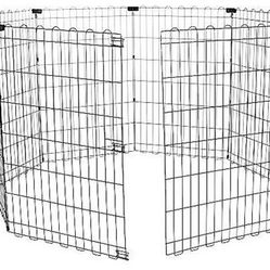 Amazon Basics Foldable Metal Exercise Pet Play Pen for Dogs, Fence Pen, No Door, Black, 8 panels each 24” wide by 36” tall 