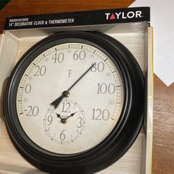 Taylor  14” Clock And Thermometer