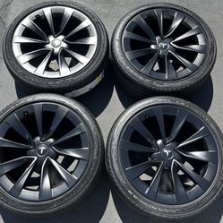 19” OEM Tesla Model 3 Wheels & Tires New Goodyear Tires Satin Black Finish