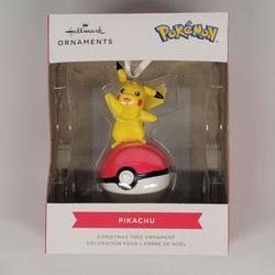 Hallmark Pokemon PIKACHU on POKE BALL Christmas Ornament RED BOX NEW