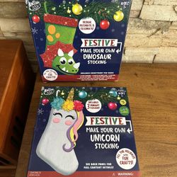 Dinosaur & Unicorn Make Your Own Christmas Stocking New