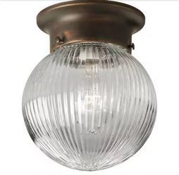 Progress Lighting 6 in. 1-Light Antique Bronze Flush Mount with Clear Ribbed Glass