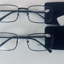 Brand NEW Set Of 2-Reading Glasses Men's Women's  Metal Frame Readers
