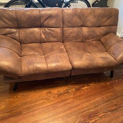 Wayfair Full 70.5" Faux Leather Split Back Convertible Sofa brown faux leather  