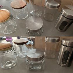 Glass Canisters and Jars Qty 6