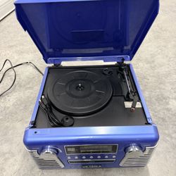 Blue Victrola Record Player/ Radio/CD Player