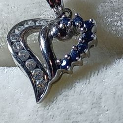 Vintage Sterling Silver Crystal's Heart Necklace 