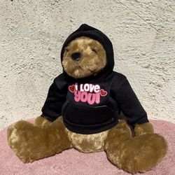  Valentines Day Brown Bear With Black I Love You Hoodie 2016.