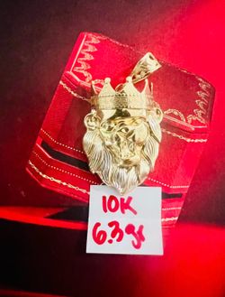 10K Yellow Gold Lion 🦁 Head Pendant For Wedding 6.3Gr