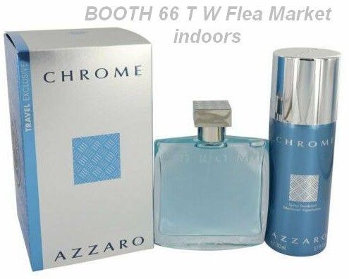 Azzaro Gift Sets CHROME for men Colognes Perfumes for women Body Lotions Shower Gels Visit us for best prices T W Flea Market Indoors Booth 66