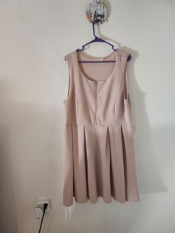 Minette Blush Pin Textured Knit Zippered Sleeveless Zippered Top Pleated Bottom Dress 3X
