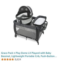 Bravo Pack n Play Dome LX Playard With Baby Bassinet, Lightweight, Portable, Crib, Etc. 