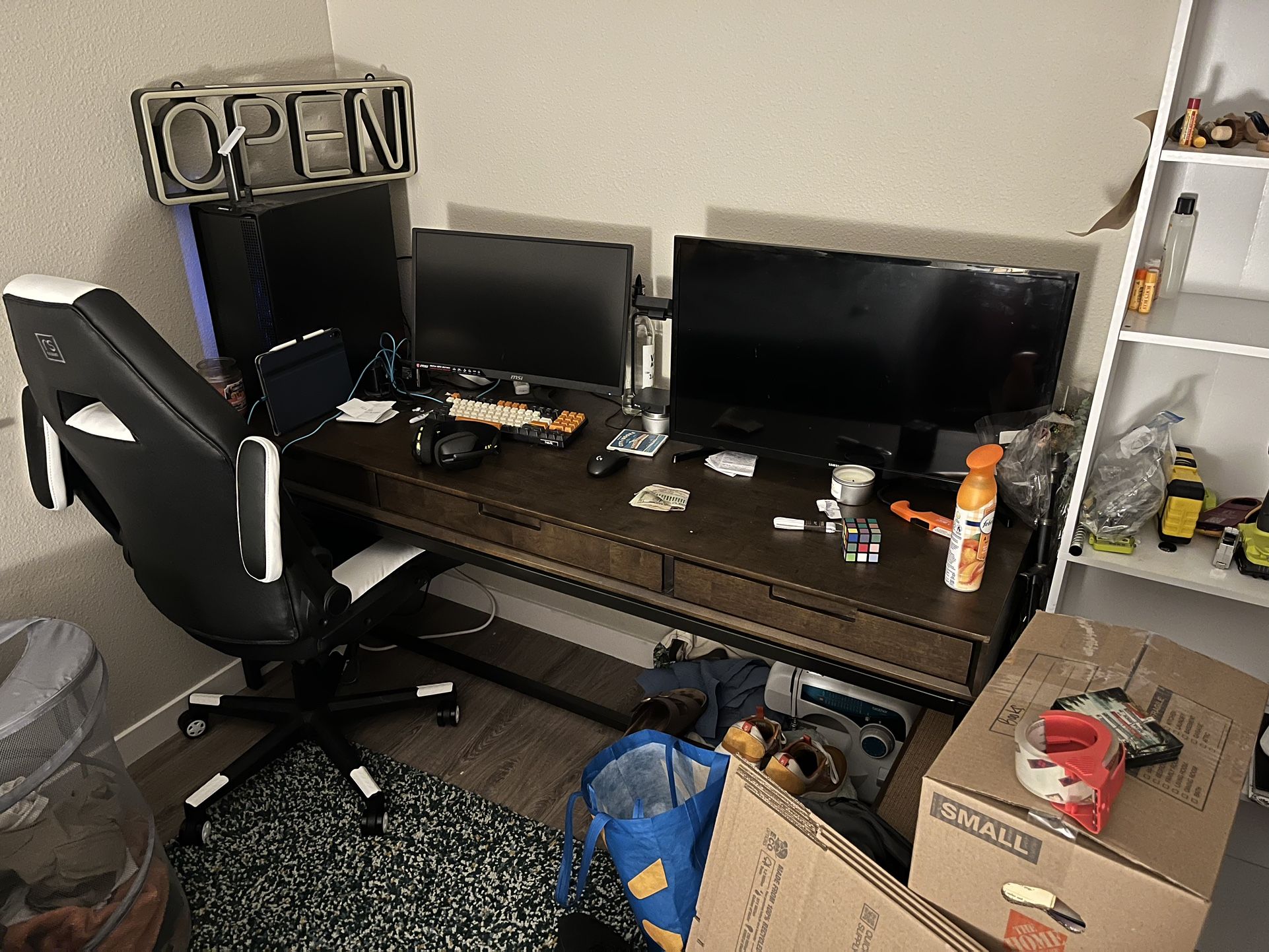 Mid-Century Solid Wood Writing Desk