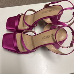 Dream Pairs Fuchsia Satin Block Heel Sandals – Size 8 – New in Box – Perfect for Prom, Weddings & Summer Events 💖