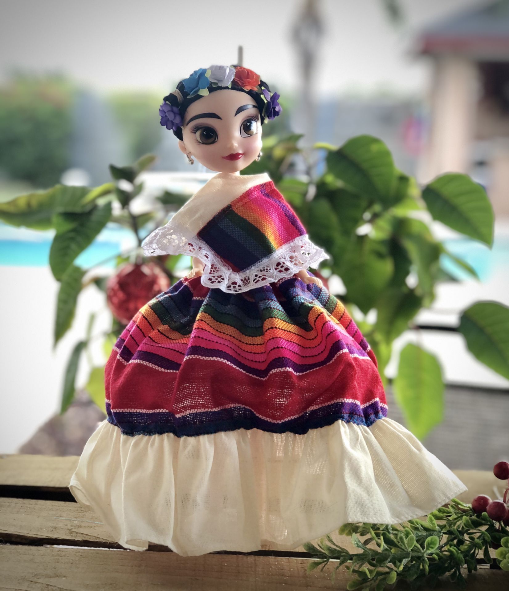 Frida Kahlo Artesanal Doll 13” Tall Burlap