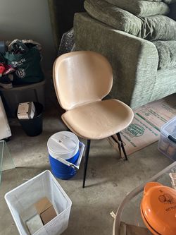 Beige Faux Leather Accent Chair