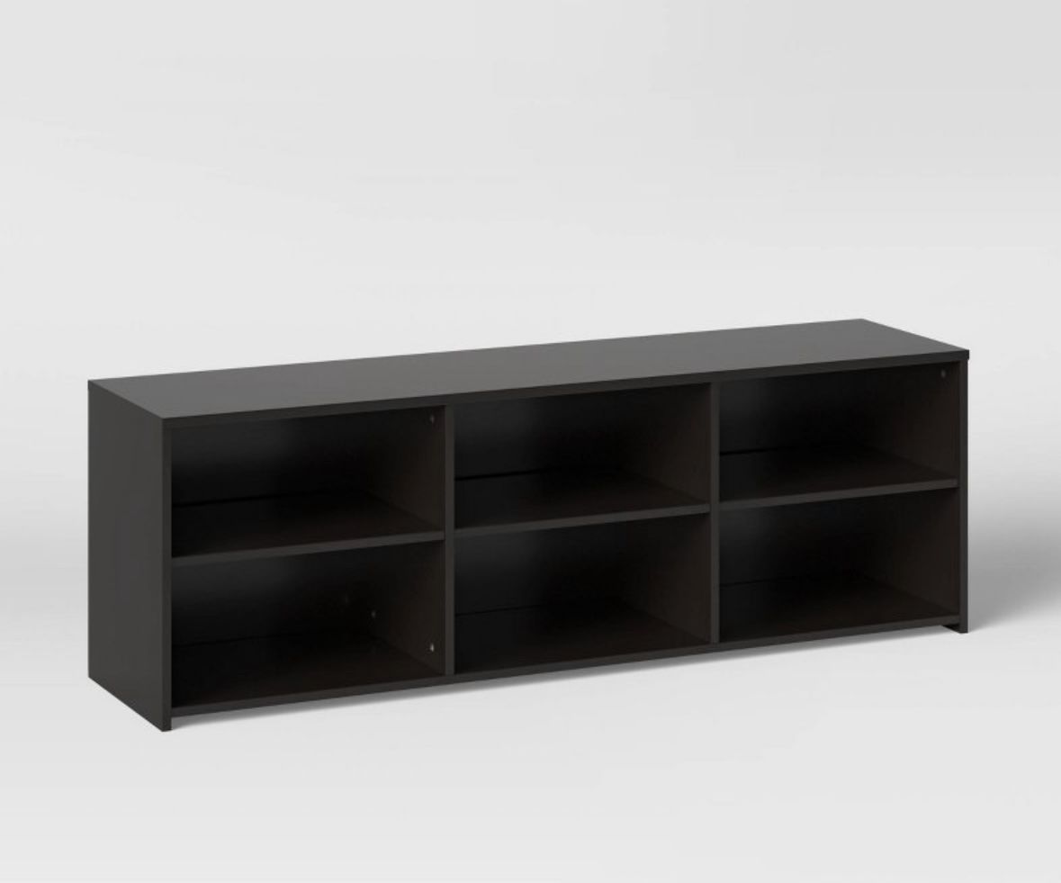 (1) Black 6 storage compartments TV stand for TVs up to 70”