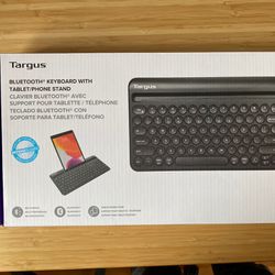 NEW: Multi-Device Bluetooth® Antimicrobial Keyboard with Tablet/Phone Cradle