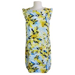 CYNTHIA ROWLEY Tunic Dress Shift flutter sleeve Floral Dress Womens size 8