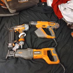 Ridgid Tools. Sawzall, Screw Gun, Air Nail Gun