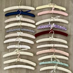 Lots of 22 Padded Hangers Satin Velvet Vintage  