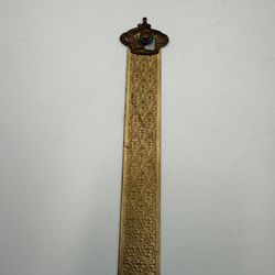 Vintage Brass Crown Bookmark / Letter Opener – Ornate Engraved Design – Rhinestone Accent – Antique Style