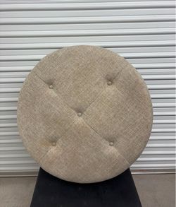 32”x12” Vinet Modern and Contemporary Beige Fabric Upholstered Natural Wood Cocktail Ottoman