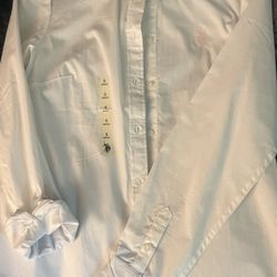 White polo with pink logo