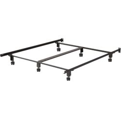 CAL KING Metal Bed Frame - Locking Roller Casters with 6 Total Casters and Center Support