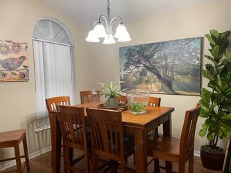 Wood Dining Table with 8 Chairs