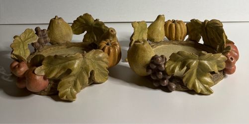 Harvest Fruit Resin Candle Holders Set of 2